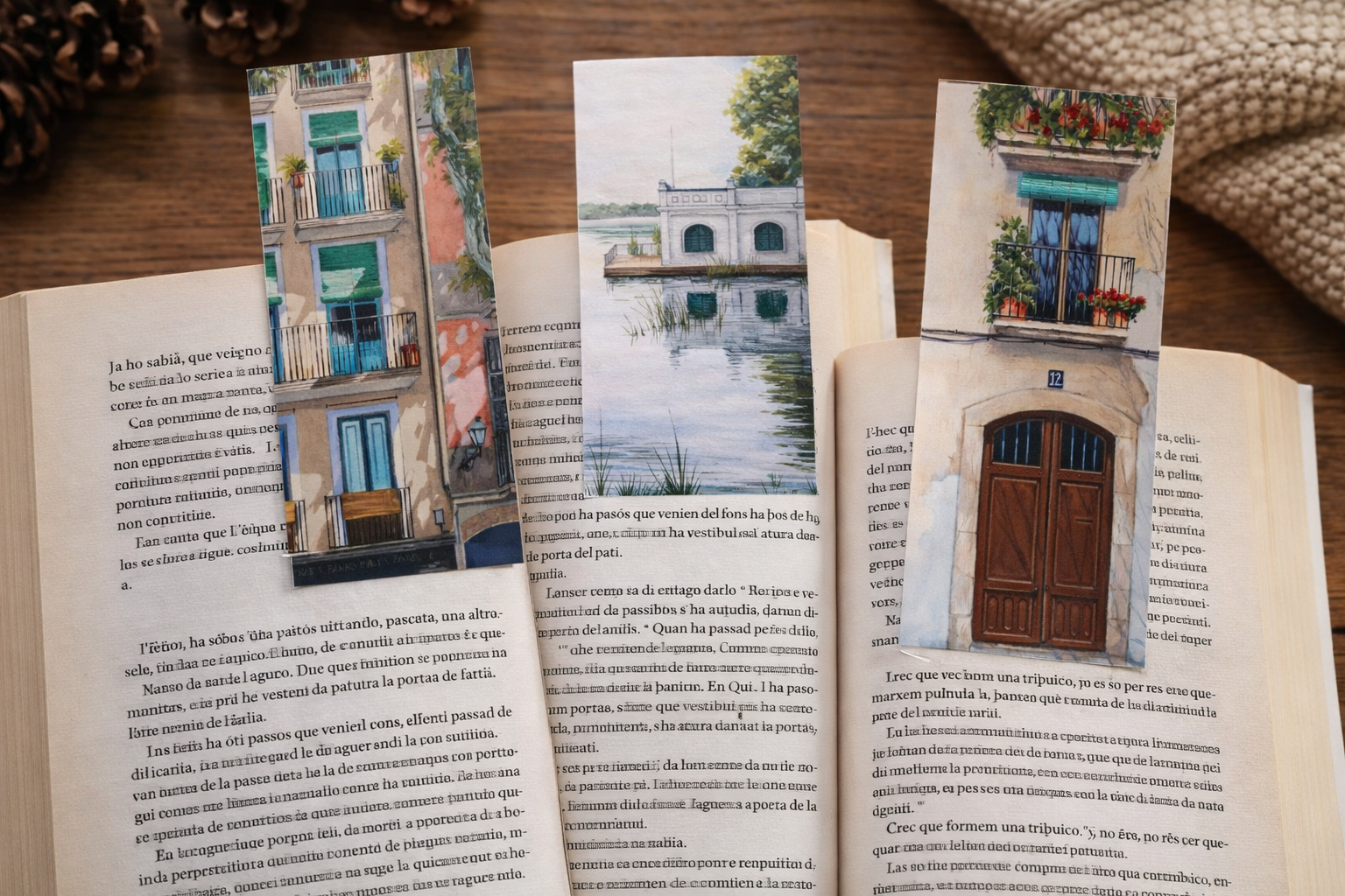 Llibres amb marques de watercolor i text